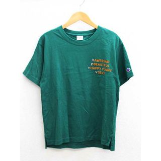 ロンハーマン(Ron Herman)の◇RHC/RonHermanxChampion/アールエイチシー/ロンハーマン×チャンピオン◇Love Crewneck Tee/刺しゅう/コラボ/カットソー/半袖 グリーン/緑 レディース S【中古】夏 226022(Tシャツ(半袖/袖なし))