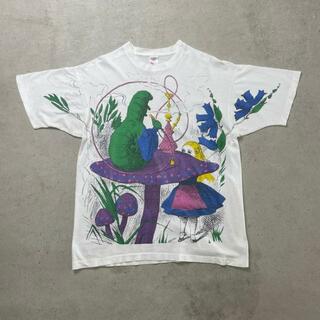 90年代 ALICE IN WONDERLAND 不思議の国のアリス キャラクター オールオーバープリントTシャツ メンズXL レディース(Tシャツ/カットソー(半袖/袖なし))