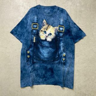 THE MOUNTAIN プリントTシャツ 猫 アニマル タイダイ染め メンズ2XL レディース(Tシャツ/カットソー(半袖/袖なし))