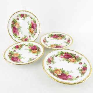 ロイヤルアルバート(ROYAL ALBERT)の美品 ROYAL ALBERT ロイヤルアルバート オールドカントリーローズ 小皿 4枚 12cmプレートセット ケーキ デザート 英国 SU6553J (食器)