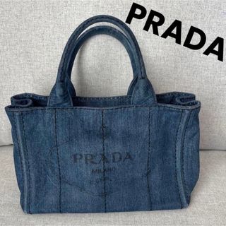 PRADA - PRADA  カナパS  デニム　トートバッグ　三角ロゴ　正規品