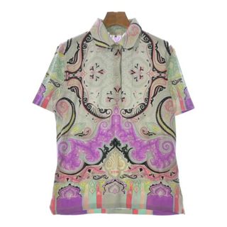 エトロ(ETRO)のETRO エトロ ポロシャツ 46(XL位) 白x黒xピンク等(総柄) 【古着】【中古】(ポロシャツ)