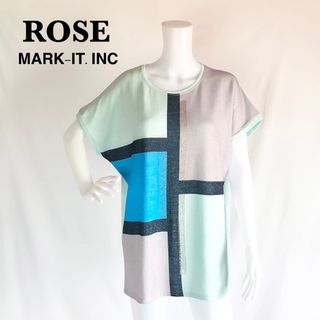 【ROSE】MARK-IT.INC ラインストーン　ラメ　ニットソー　カットソー(カットソー(半袖/袖なし))