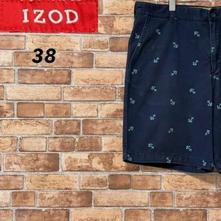 IZOD ショートパンツ　ハーフ　ネイビー　総柄　イカリ　ゆるだぼ　38(その他)