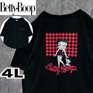 betty boop ベティちゃん 半袖Tシャツ バックプリント 刺繍ロゴ 4L(Tシャツ/カットソー(半袖/袖なし))