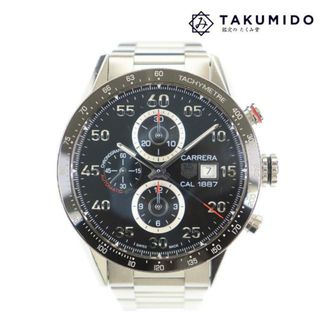 タグホイヤー(TAG Heuer)のタグホイヤー メンズ腕時計 カレラ キャリバー 1887 クロノグラフ CAR2A10.BA0799 自動巻き ブラック文字盤 TAG HEUER 【中古】 | ブランド ウォッチ オートマチック 機械式 黒 シースルーバック ファッション Aランク(腕時計(アナログ))