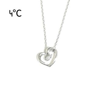 ヨンドシー(4℃)の【美品】4°C♡ハート2Pダイヤモンドシルバーネックレス(ネックレス)