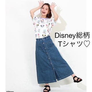 ディズニー(Disney)のDisney ディズニー総柄 キャラクターTシャツ　ゆったりL相当 訳あり最安値(Tシャツ(半袖/袖なし))