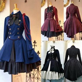 【数量限定】ワンピース ブルー M 軍服 制服 コスプレ ハロウィン ロリータ(その他)