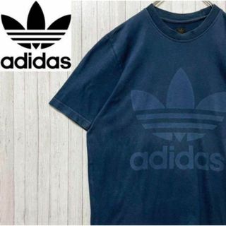 adidas アディダス Tシャツ　ビッグロゴ　ビッグプリント　ネイビー　M(Tシャツ/カットソー(半袖/袖なし))