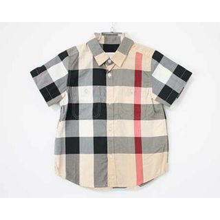 バーバリー(BURBERRY)の【夏物 新入荷!】〓バーバリー/BURBERRY〓104cm(4Y) 半袖シャツ ベージュ×黒×赤【中古】  子供服 キッズ kids   女の子 男の子 夏 tops 715042(シャツ/カットソー)