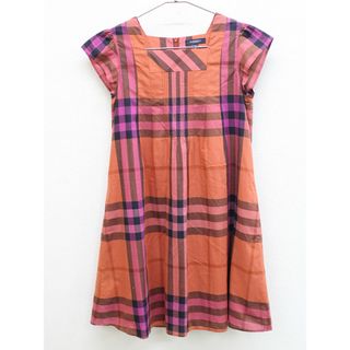 BURBERRY - 【夏物 新入荷!】▲バーバリー/BURBERRY▲150cm 半袖ワンピース オレンジ×ピンク チェック【中古】子供服 キッズ kids ジュニア 女の子 夏 onepi 515042