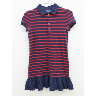 ラルフローレン(Ralph Lauren)の【夏物 新入荷!】▲ラルフローレン/Ralph Lauren▲150cm(L) 半袖ポロワンピース 濃紺×赤 ボーダー【中古】子供服 キッズ kids ジュニア 女の子 onepi 225042(ワンピース)