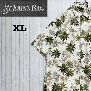 STJOHNSBAY アロハシャツ　総柄　半袖　ヤシの木　ビッグシルエット　XL(シャツ)