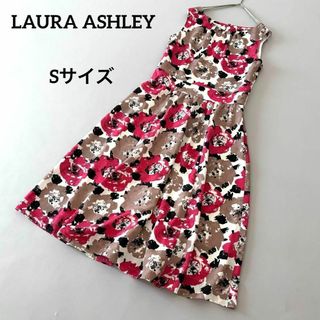 ローラアシュレイ(LAURA ASHLEY)のローラアシュレイ オケージョン 花柄 フレアワンピース ノースリーブ 洗える S(ロングワンピース/マキシワンピース)