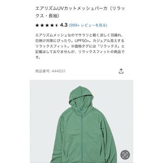 ユニクロ(UNIQLO)のUNIQLO エアリズム　UVカットメッシュパーカー(パーカー)