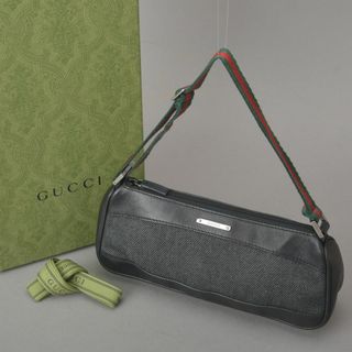 グッチ(Gucci)の美品◇GUCCI グッチ シェリーライン アクセサリーポーチ キャンバス 黒(ハンドバッグ)