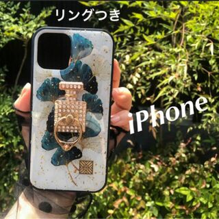 新品 グリッターiPhone12promaxケース 銀杏　イチョウ　金箔(iPhoneケース)