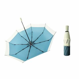 【色: ブルー２】短い傘 折畳傘 三つ折り傘 折りたたみ傘 丈夫 軽量 8本骨 