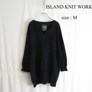 ISLAND KNIT WORKS Vネック ニット セーター プルオーバー 麻(ニット/セーター)