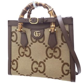 グッチ(Gucci)のGUCCI(グッチ) ジャンボGG グッチダイアナ スモール トートバッグ トートバッグ ショルダー 2WAY 肩掛け バンブーハンドル レザー ジャンボGGキャンバス キャメル/エボニー ブラウン茶 ゴールド金具 660195 UKMFT 2672(2024年5月現在現行品) レディース 40601115754【中古】【アラモード】(トートバッグ)