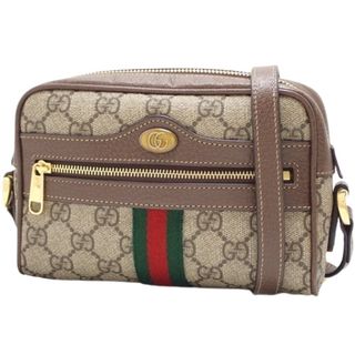 グッチ(Gucci)のGUCCI(グッチ) GGスプリーム オフィディア ミニ バッグ ショルダーバッグ ウェブストライプ 肩掛けかばん 斜め掛けカバン ミニポシェット レザー ベージュ/エボニー ブラウン茶 ゴールド金具 517350 96IWS 8745 40802095442【中古】【アラモード】(ショルダーバッグ)