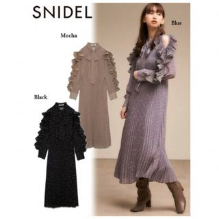 SNIDEL - スナイデル❤︎シフォン　ボウタイ　ドット　ロングワンピース