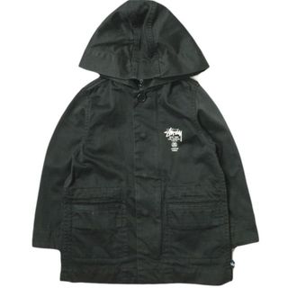 STUSSY ステューシー KIDS ワールドツアーロゴ コットンツイル フーデッドジャケット S/90 ブラック 子供用 キッズ ジャンパー アウター【中古】【STUSSY】