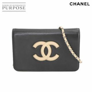 シャネル(CHANEL)の新品同様 シャネル CHANEL ココマーク チェーン ウォレット 二つ折り 長財布 レザー ブラック ベージュ VLP 90233754(財布)