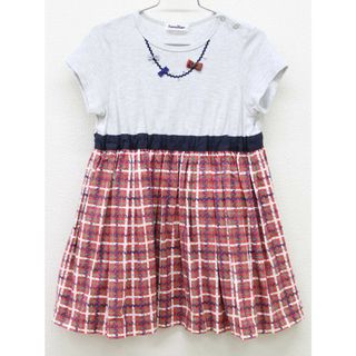 ファミリア(familiar)の【夏物 新入荷!】◇ファミリア/familiar◇110cm 半袖ワンピース グレー×赤系【中古】子供服 キッズ kids 女の子 夏 onepi 415042(ワンピース)