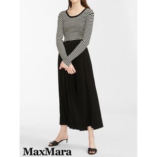 ウィークエンドマックスマーラ(Weekend Max Mara)のマックスマーラ ボーダーリブニット ブラック×ベージュ(カットソー(長袖/七分))