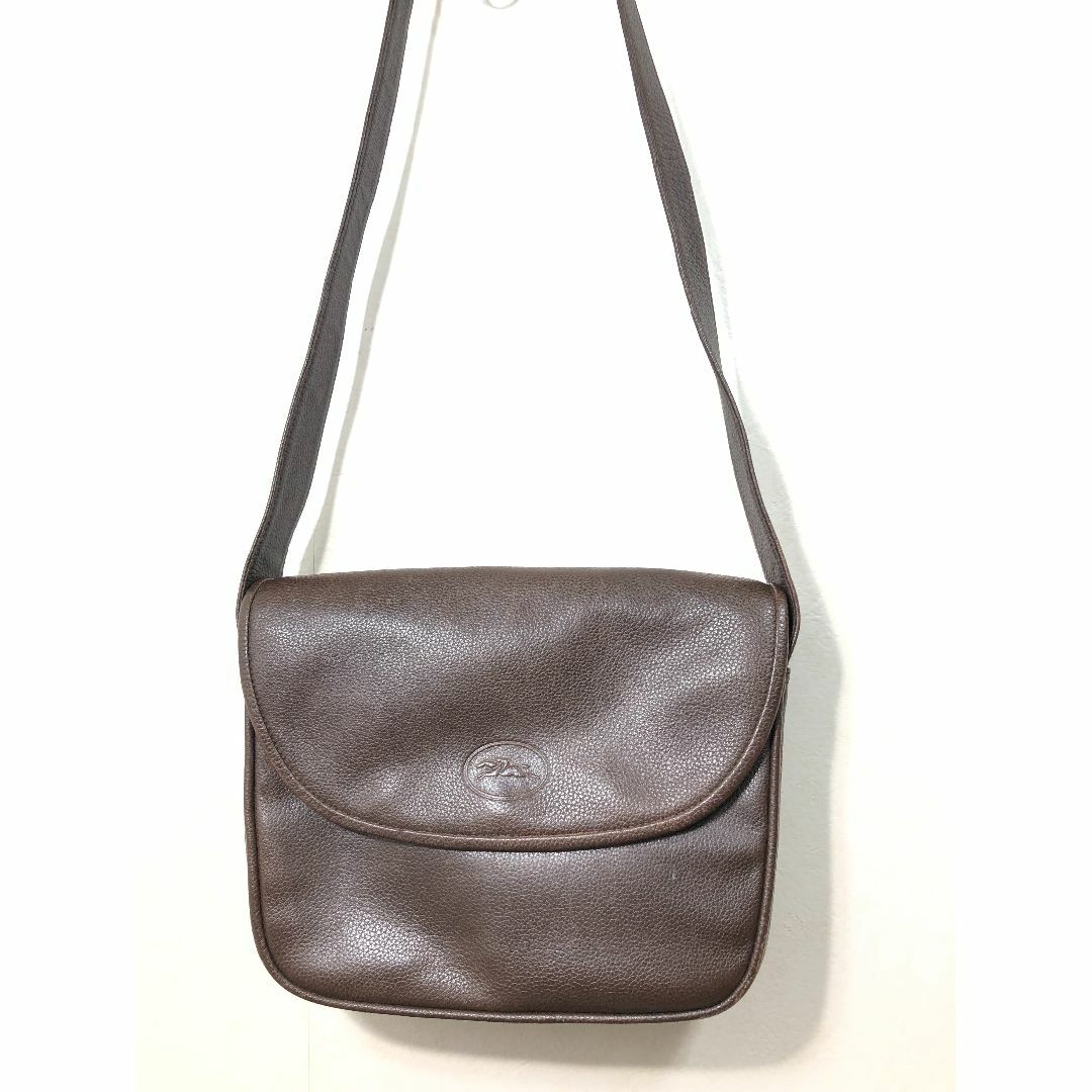 510532● LONGCHAMP レザー ショルダー バッグ ブラウン