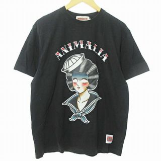 アザー(other)のアニマリア 美品 近年モデル Tシャツ カットソー 半袖 プリント 黒 L(Tシャツ/カットソー(半袖/袖なし))