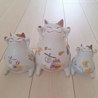 ◆美品◆猫舎本舗道楽堂◆招き猫◆陶器◆3点セット◆