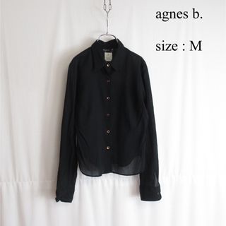 アニエスベー(agnes b.)の00s agnes b. ロングスリーブ ブラック シャツ ブラウス トップス(シャツ/ブラウス(長袖/七分))