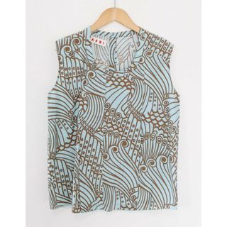 【夏物 新入荷】●MARNI/マルニ●総柄コットンブラウス/プルオーバー/ノースリーブ ライトブルー/青 レディース 38【中古】 夏 125042