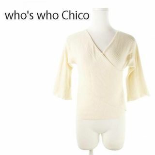 who's who Chico - フーズフーチコ 七分袖ニット リブ クロスネック F 230225AO9A