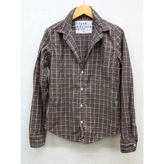 【夏物 新入荷】‡Frank&Eileen/フランクアンドアイリーン‡BALLY/オープンカラーチェックシャツ/長袖 ブラウン系/茶系 レディース XS【中古】 夏春  415042