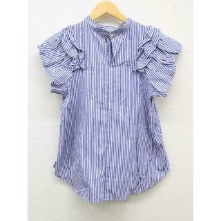 ノーリーズ(NOLLEY'S)の【夏物 新入荷】‡NOLLEY'S/ノーリーズ‡2023年製/スタンド化カラーフリルブラウス/半袖 ホワイト×ブルー/白×青 レディース 38【中古】 夏  415042(シャツ/ブラウス(半袖/袖なし))