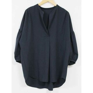 【夏物 新入荷】☆yangany/ヤンガニー☆パフスリーブブラウス/シャツ/ブラウス/長袖/ドルマン/無地 ネイビー/紺 レディース 38【中古】春夏 715042