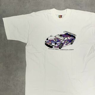FRUIT OF THE LOOM - 【PORSHE】90s ポルシェ ホワイトTシャツ XXLサイズ レーシングカー