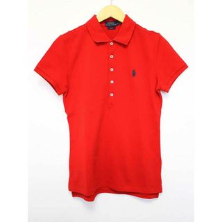 ポロ(POLO（RALPH LAUREN）)の△POLO RALPH LAUREN/ポロ ラルフローレン△SLIM FIT/半袖ポロシャツ/ロゴ/刺繍/無地　レッド/赤　レディース　S　【中古】　夏　524032(ポロシャツ)