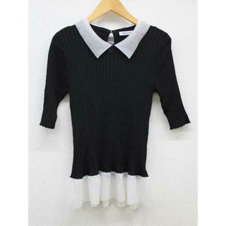 【夏物 新入荷】‡NOLLEY'S/ノーリーズ‡襟付きリブニット/半袖 ブラック/黒レディース 38【中古】 夏  415042