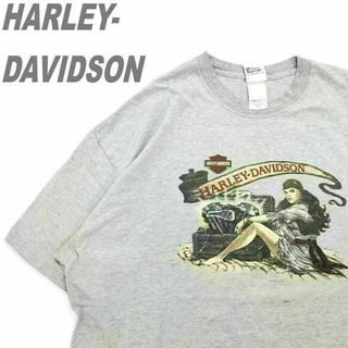 Harley Davidson - ハーレーダビッドソン Tシャツ 3XL グレー 希少 ビッグプリント 大きい