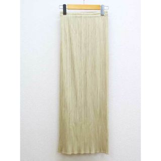 【夏物 新入荷】★PLEATS PLEASE ISSEY MIYAKE/プリーツプリーズイッセイミヤケ★PP05-JG001/プリーツスカート/タイトスカート/おしゃれ/きれいめ/かわいい/ロング丈 イエローベージュ レディース 2【中古】春夏 125042(その他)