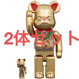 BE@RBRICK 招き猫 小判 開運 金メッキ 100％ & 400％ 2個