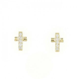 【リメイク】K18YG クロス ダイヤモンド ピアス 0.10CT(ピアス)