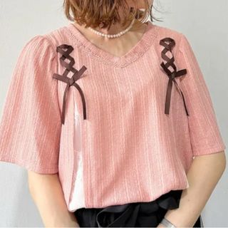 アクシーズファム(axes femme)のタグ付き！axes femme レースアッププルオーバー(カットソー(半袖/袖なし))