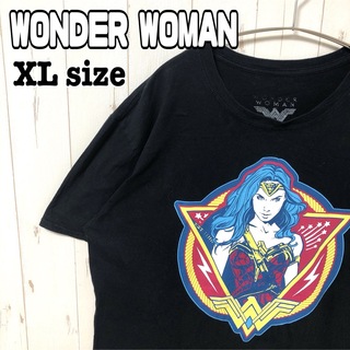 WONDER WOMAN ワンダーウーマン　ムービーTシャツ　イラスト　黒　古着(Tシャツ/カットソー(半袖/袖なし))