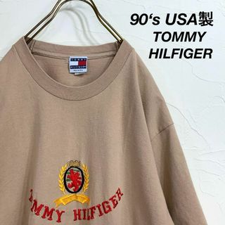 トミーヒルフィガー(TOMMY HILFIGER)の良品 90‘s USA製 TOMMY HILFIGER ビッグ刺繍 tシャツ(Tシャツ/カットソー(半袖/袖なし))